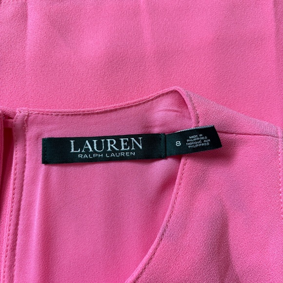 Lauren Ralph Lauren Crepe Overlay Shift Dress in Pink Sz 8 - Picture 8 of 9